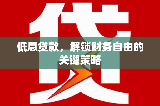 鄱阳低息贷款，解锁财务自由的关键策略