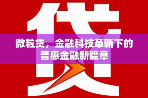 鄱阳微粒贷，金融科技革新下的普惠金融新篇章