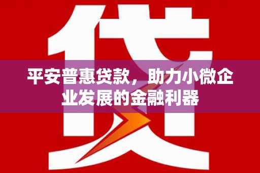 鄱阳平安普惠贷款，助力小微企业发展的金融利器