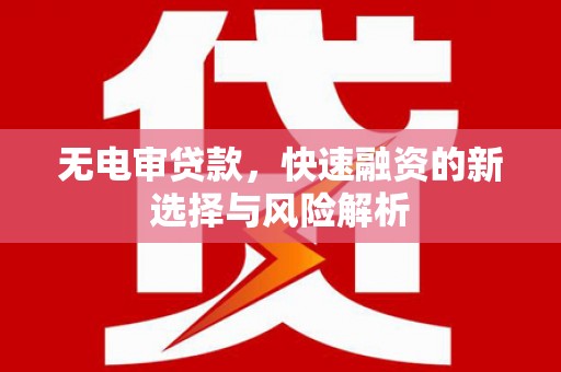 鄱阳无电审贷款，快速融资的新选择与风险解析