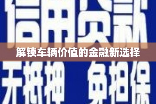鄱阳解锁车辆价值的金融新选择