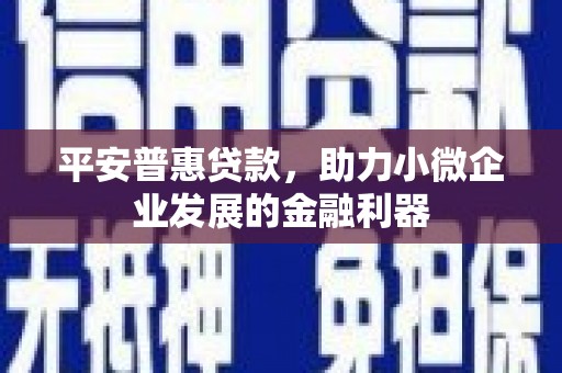 鄱阳平安普惠贷款，助力小微企业发展的金融利器